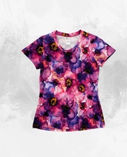 Dámské triko s krátkým rukávem,fialové květy